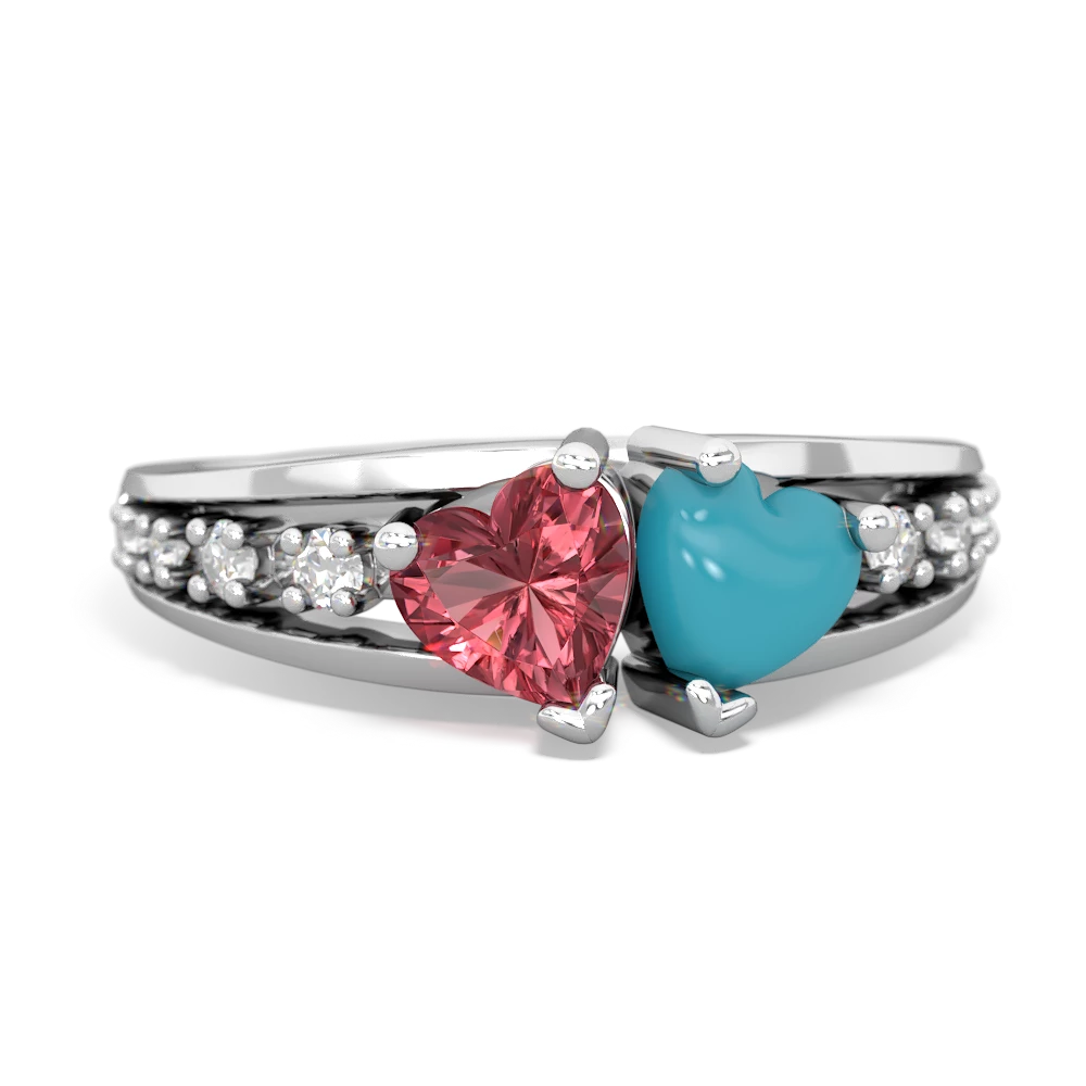 Pink Tourmaline Heart To Heart 14K White Gold ring R3342