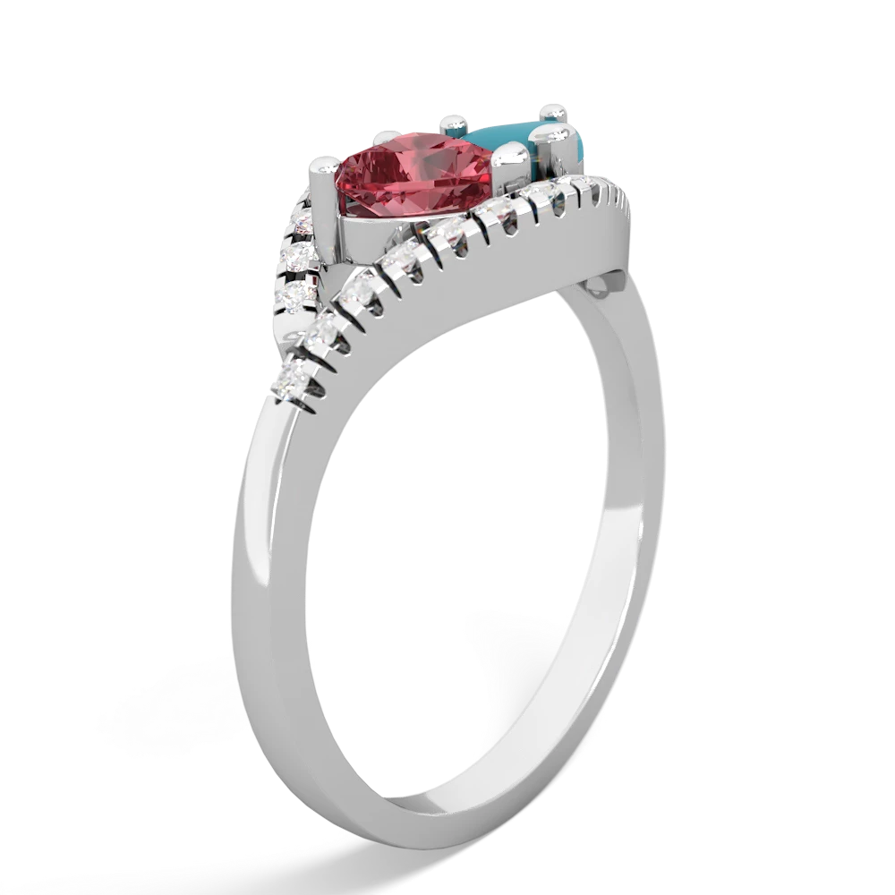 Pink Tourmaline Mother And Child 14K White Gold ring R3010