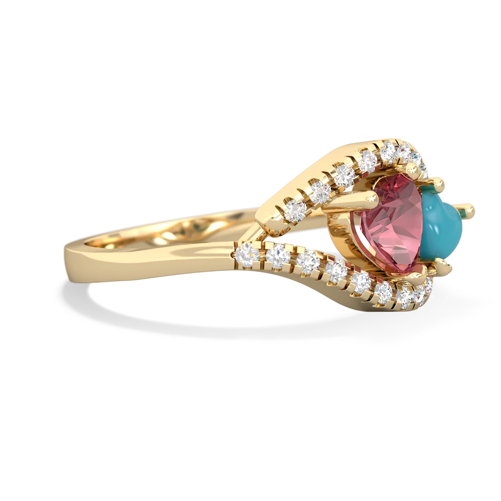 Pink Tourmaline Mother And Child 14K Yellow Gold ring R3010