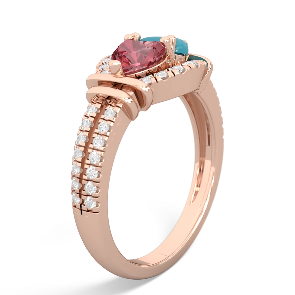 Pink Tourmaline Art-Deco Keepsake 14K Rose Gold ring R5630