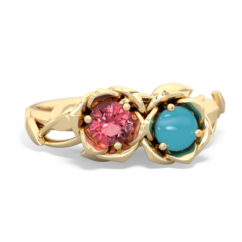 Pink Tourmaline Rose Garden 14K Yellow Gold ring R5510