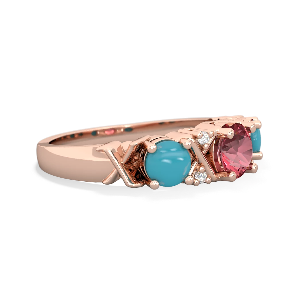 Pink Tourmaline Hugs And Kisses 14K Rose Gold ring R5016