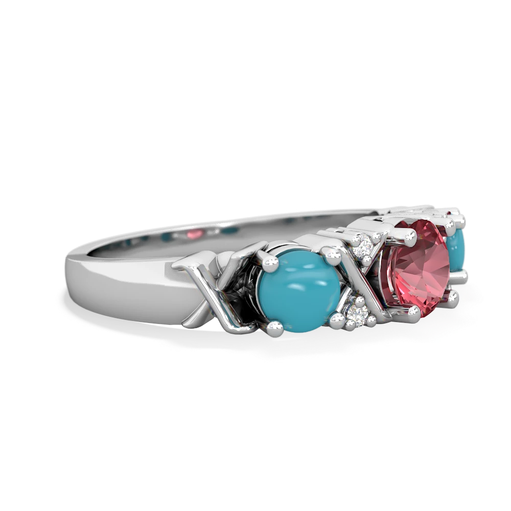 Pink Tourmaline Hugs And Kisses 14K White Gold ring R5016