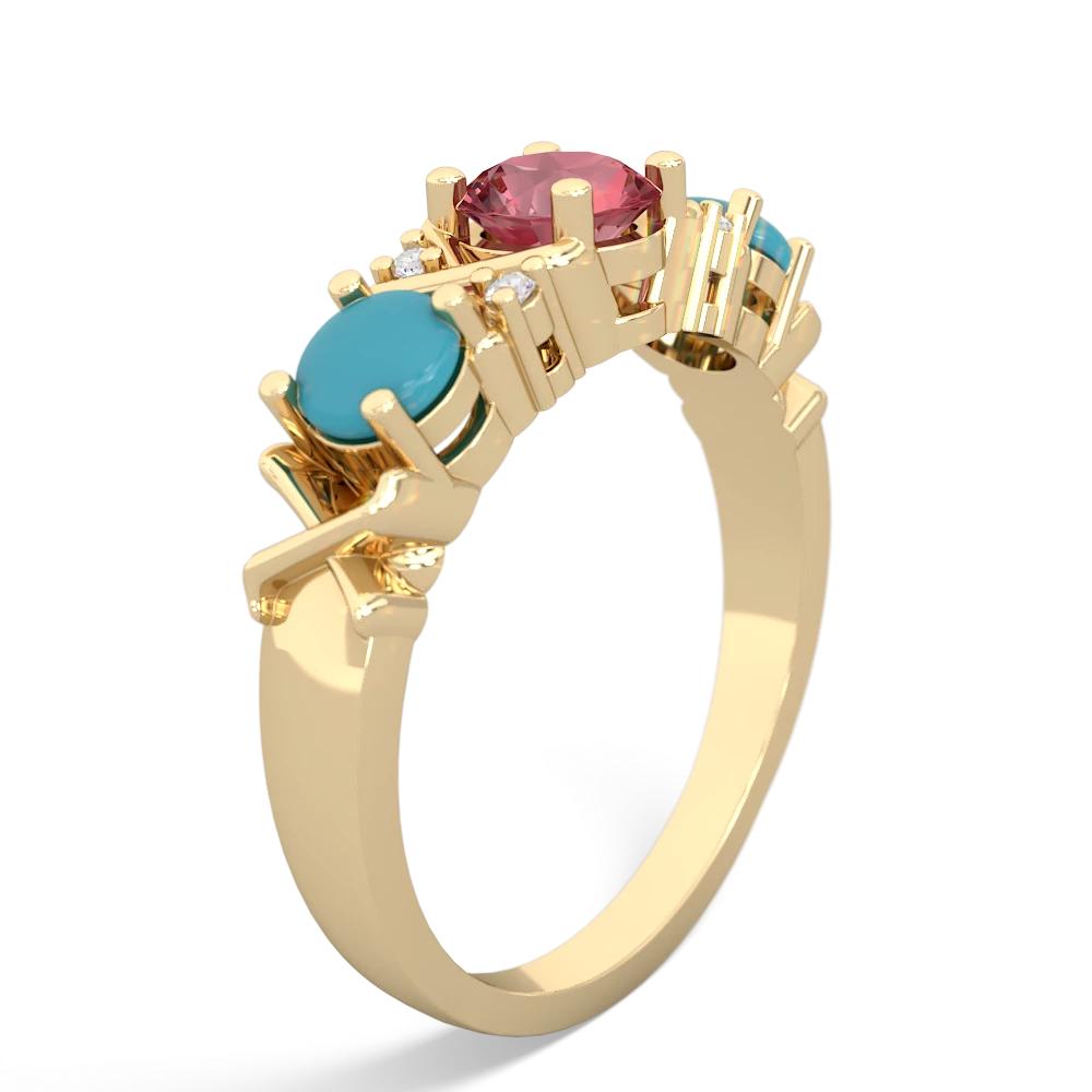 Pink Tourmaline Hugs And Kisses 14K Yellow Gold ring R5016