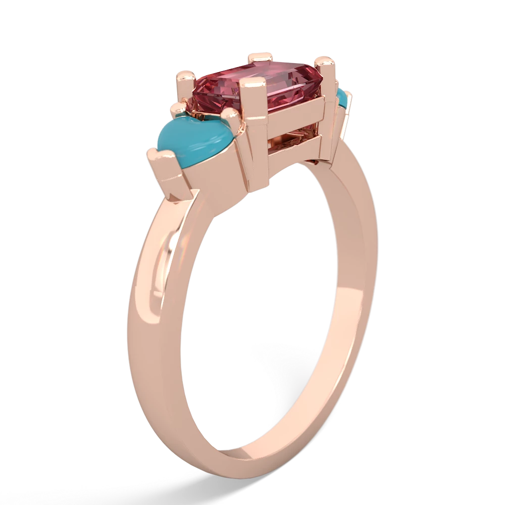 Pink Tourmaline Three Stone 14K Rose Gold ring R5235