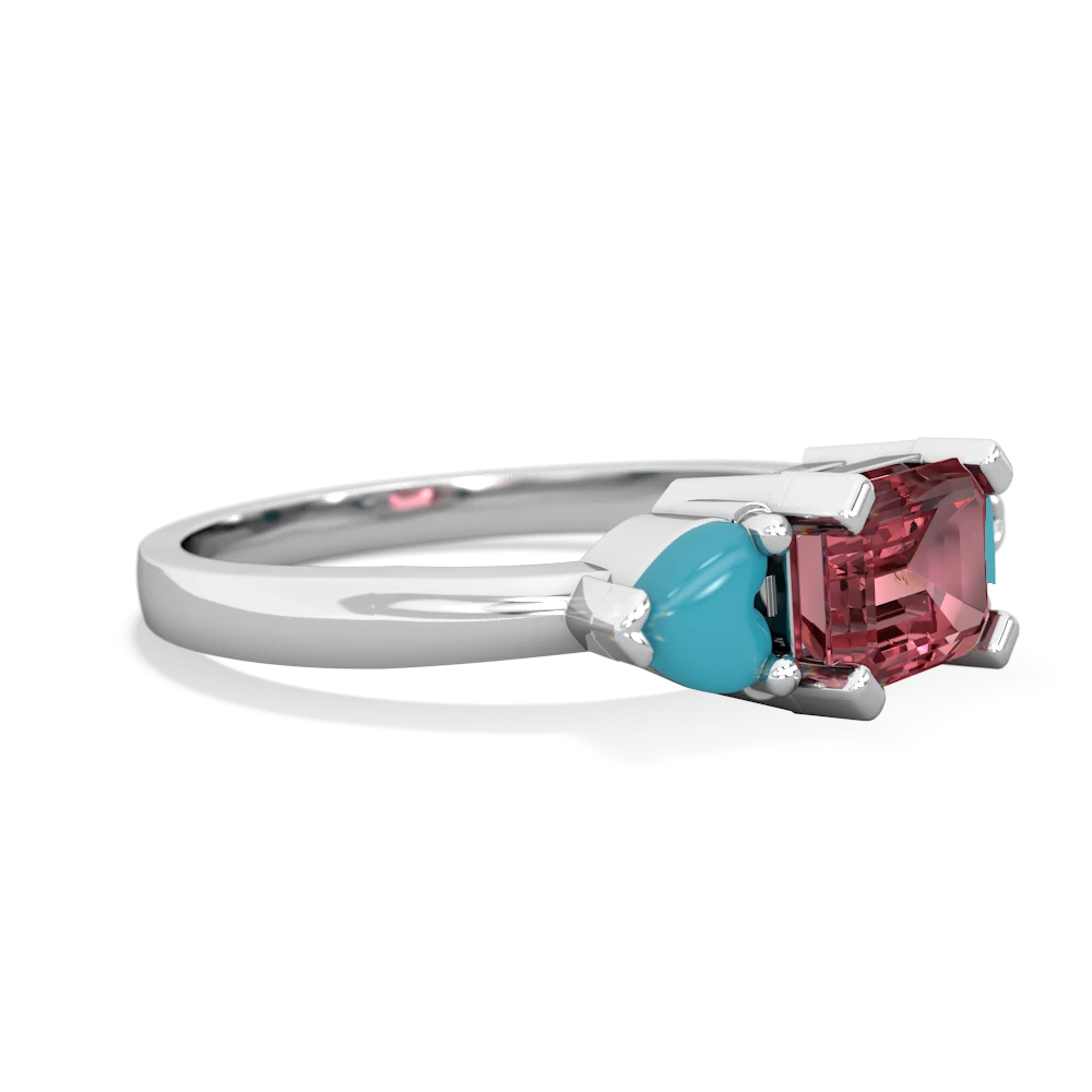 Pink Tourmaline Three Stone 14K White Gold ring R5235