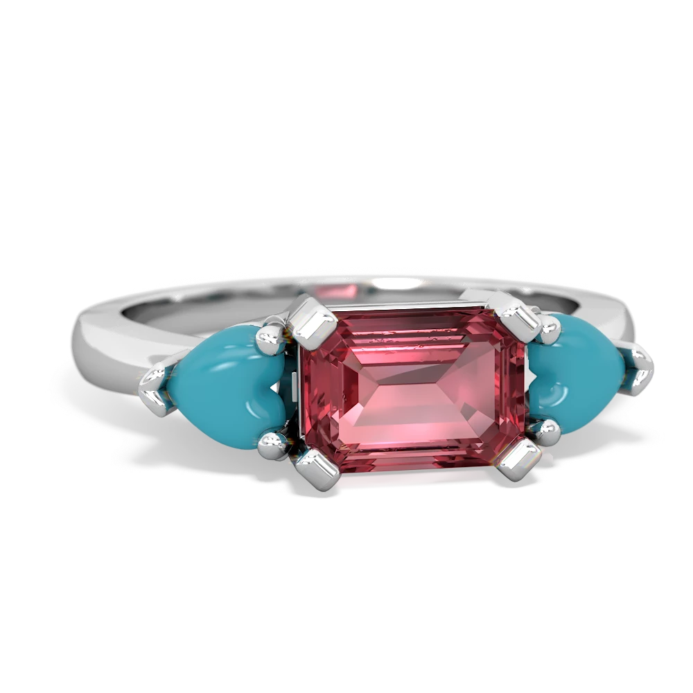 Pink Tourmaline Three Stone 14K White Gold ring R5235