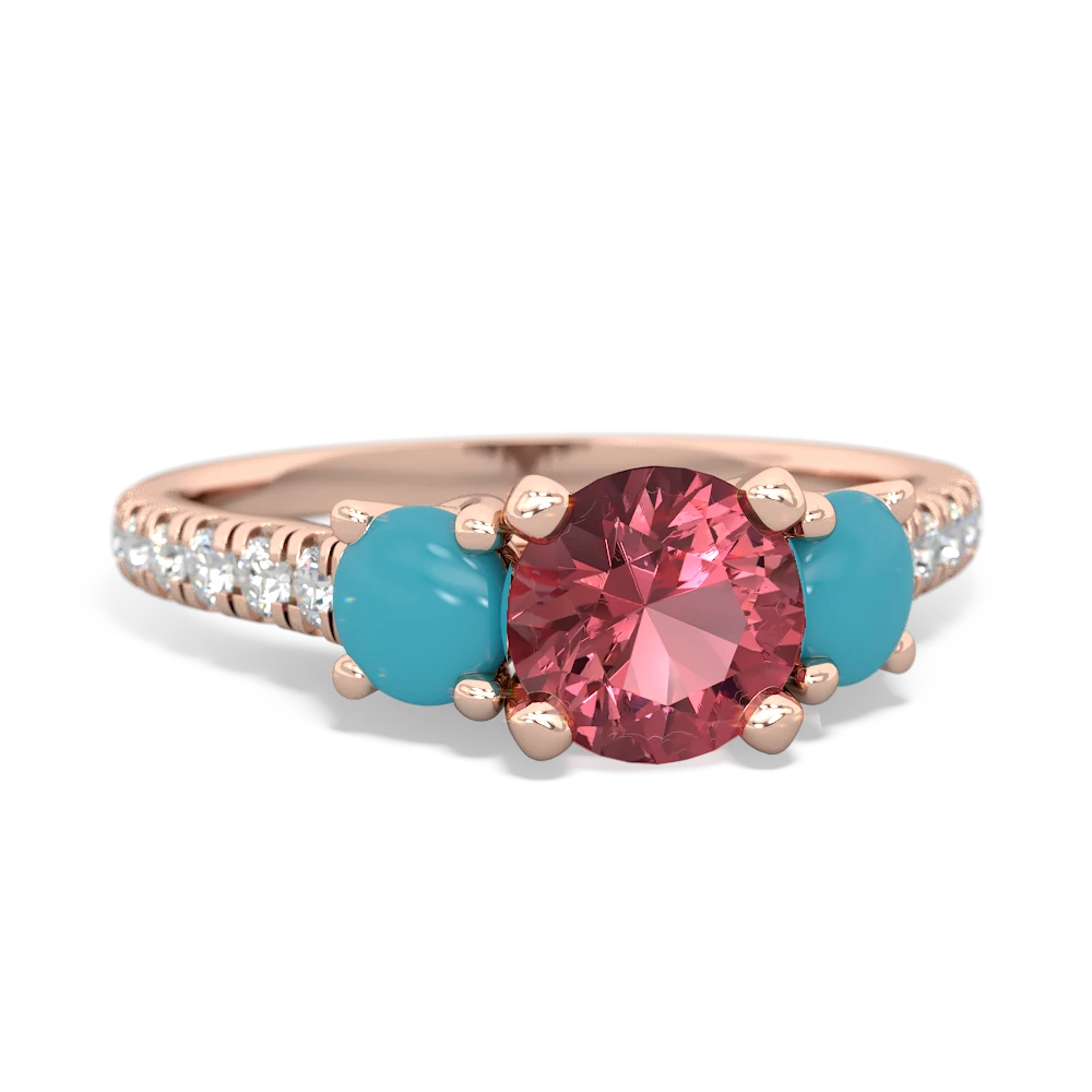 Pink Tourmaline Pave Trellis 14K Rose Gold ring R5500