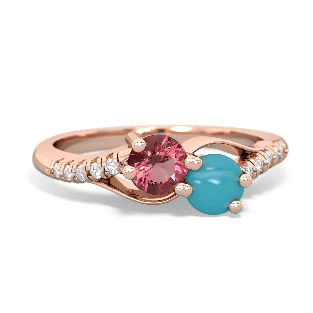 Pink Tourmaline Infinity Pave Two Stone 14K Rose Gold ring R5285