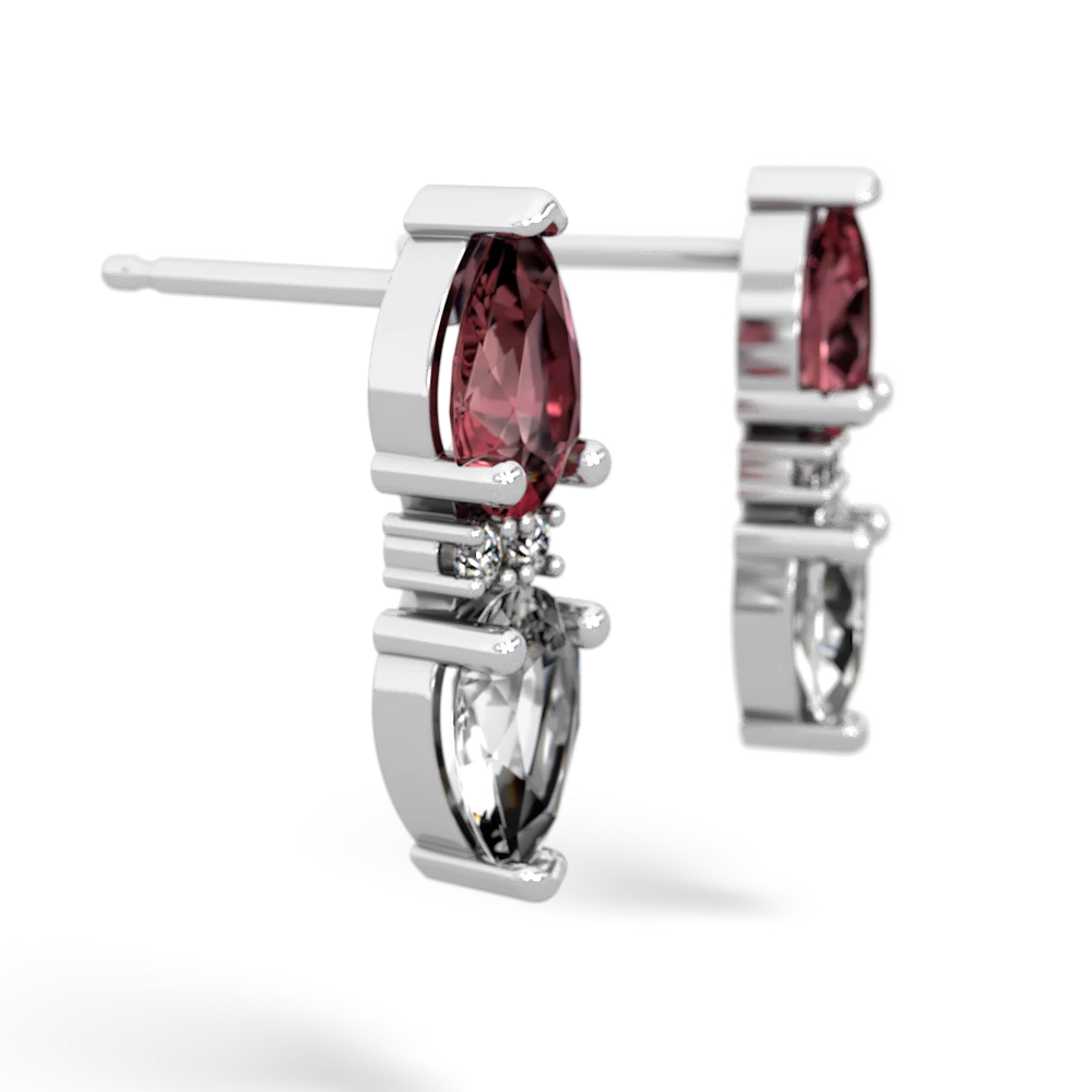 Pink Tourmaline Bowtie Drop 14K White Gold earrings E0865