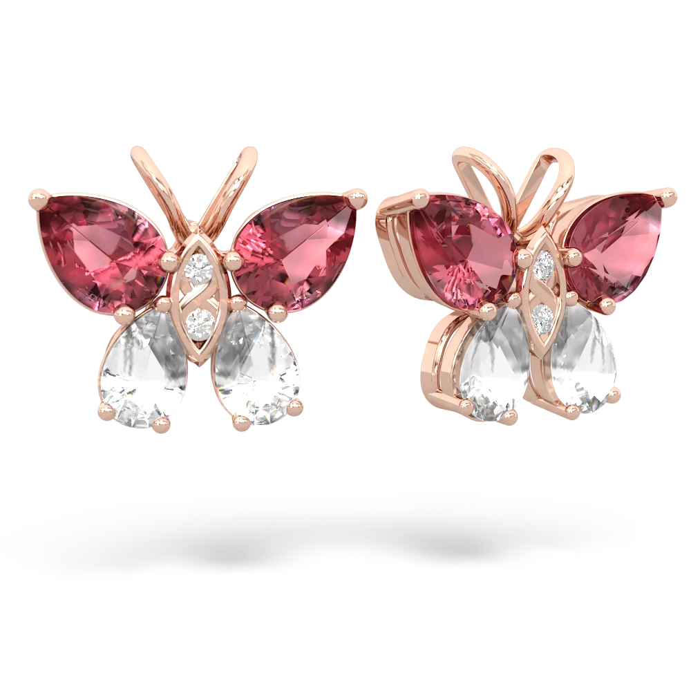 Pink Tourmaline Butterfly 14K Rose Gold earrings E2215