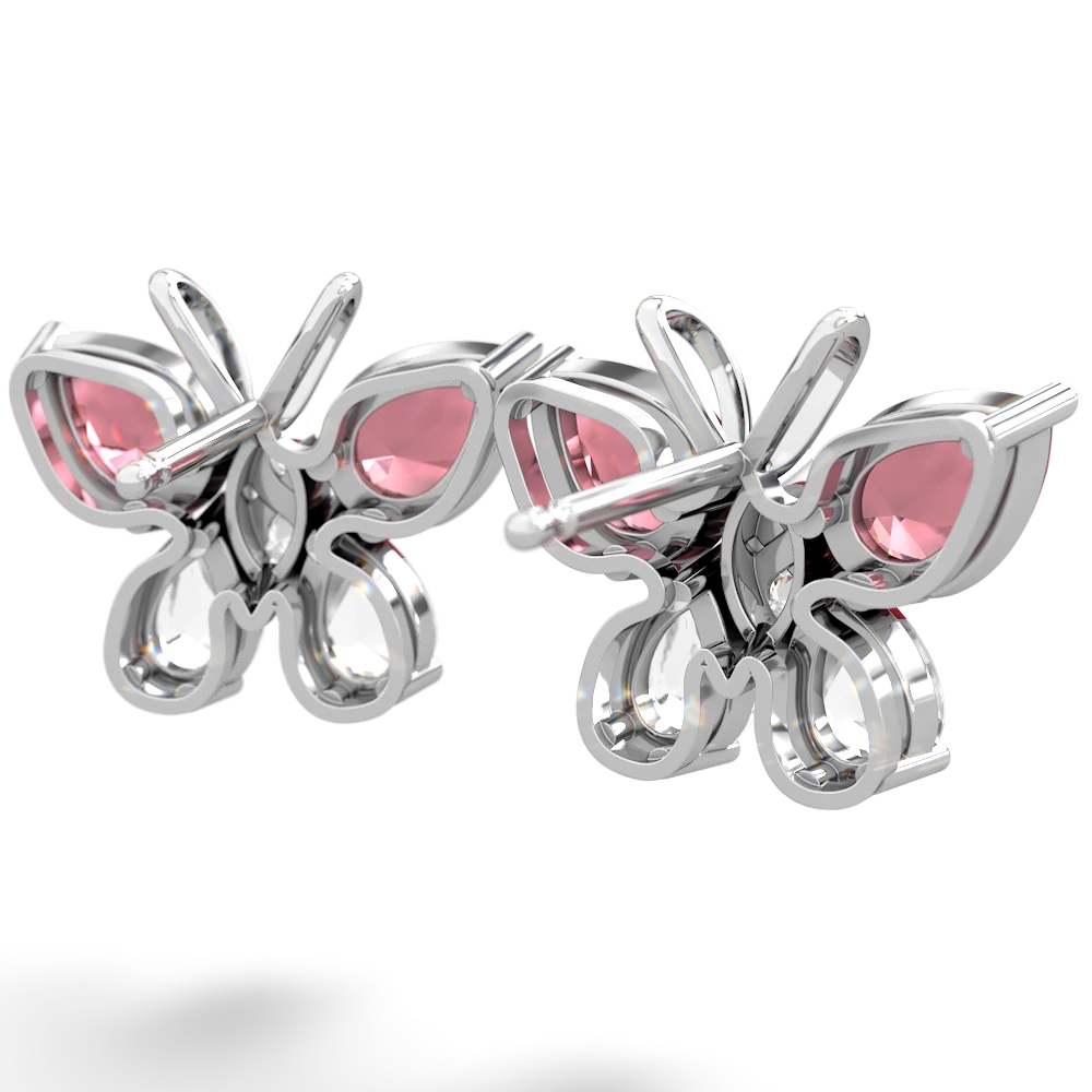 Pink Tourmaline Butterfly 14K White Gold earrings E2215