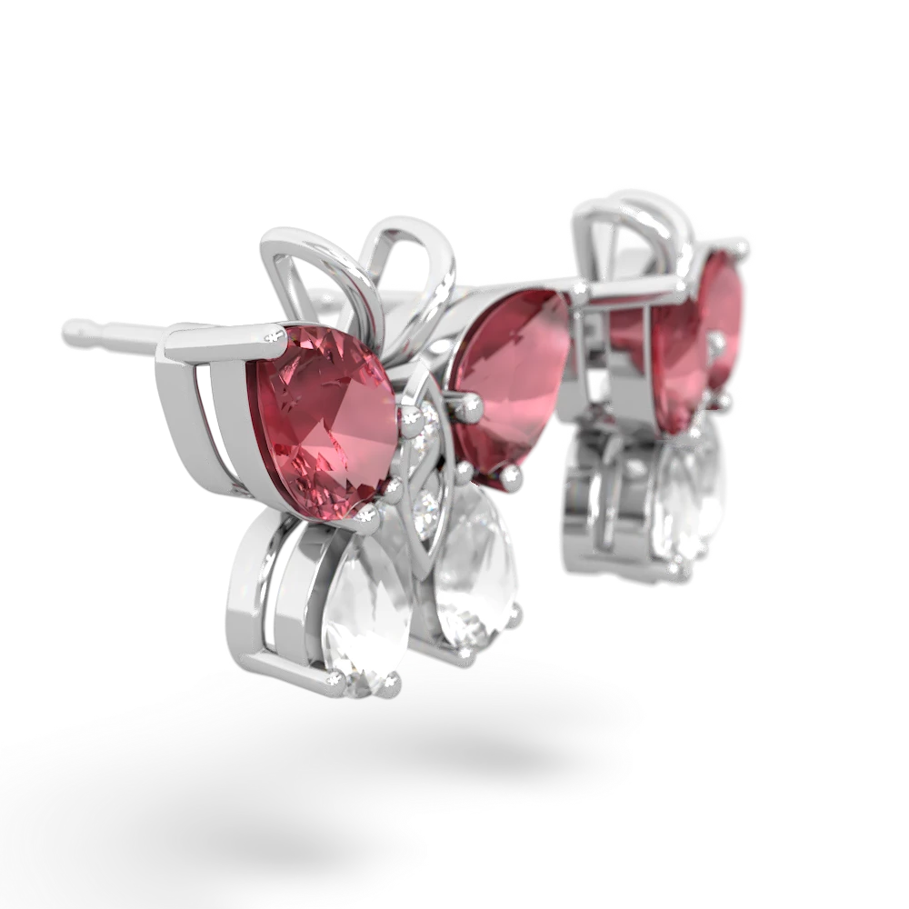 Pink Tourmaline Butterfly 14K White Gold earrings E2215