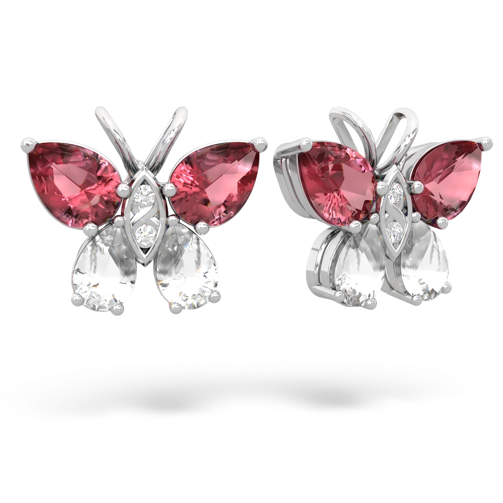 Pink Tourmaline Butterfly 14K White Gold earrings E2215