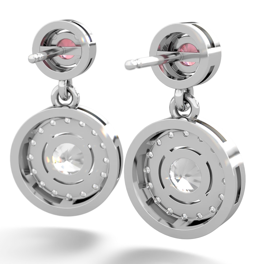 Pink Tourmaline Halo Dangle 14K White Gold earrings E5319