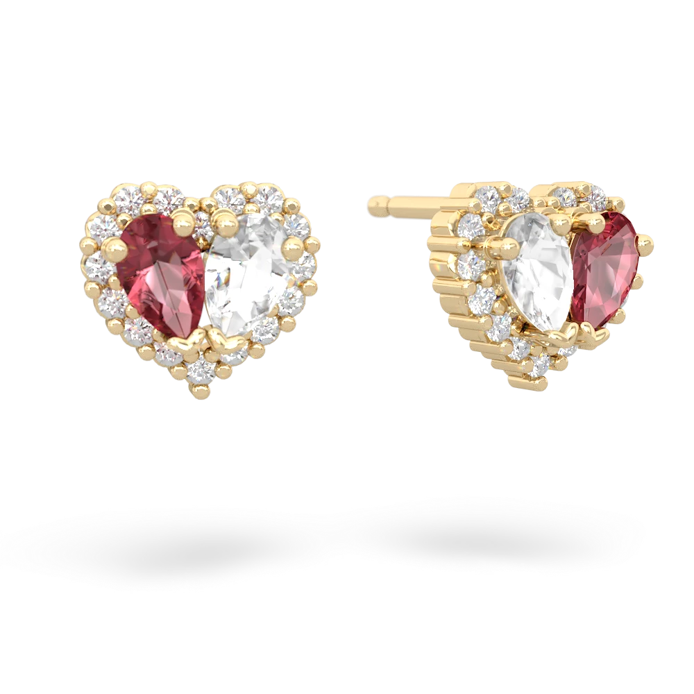 Pink Tourmaline Halo 14K Yellow Gold earrings E7008