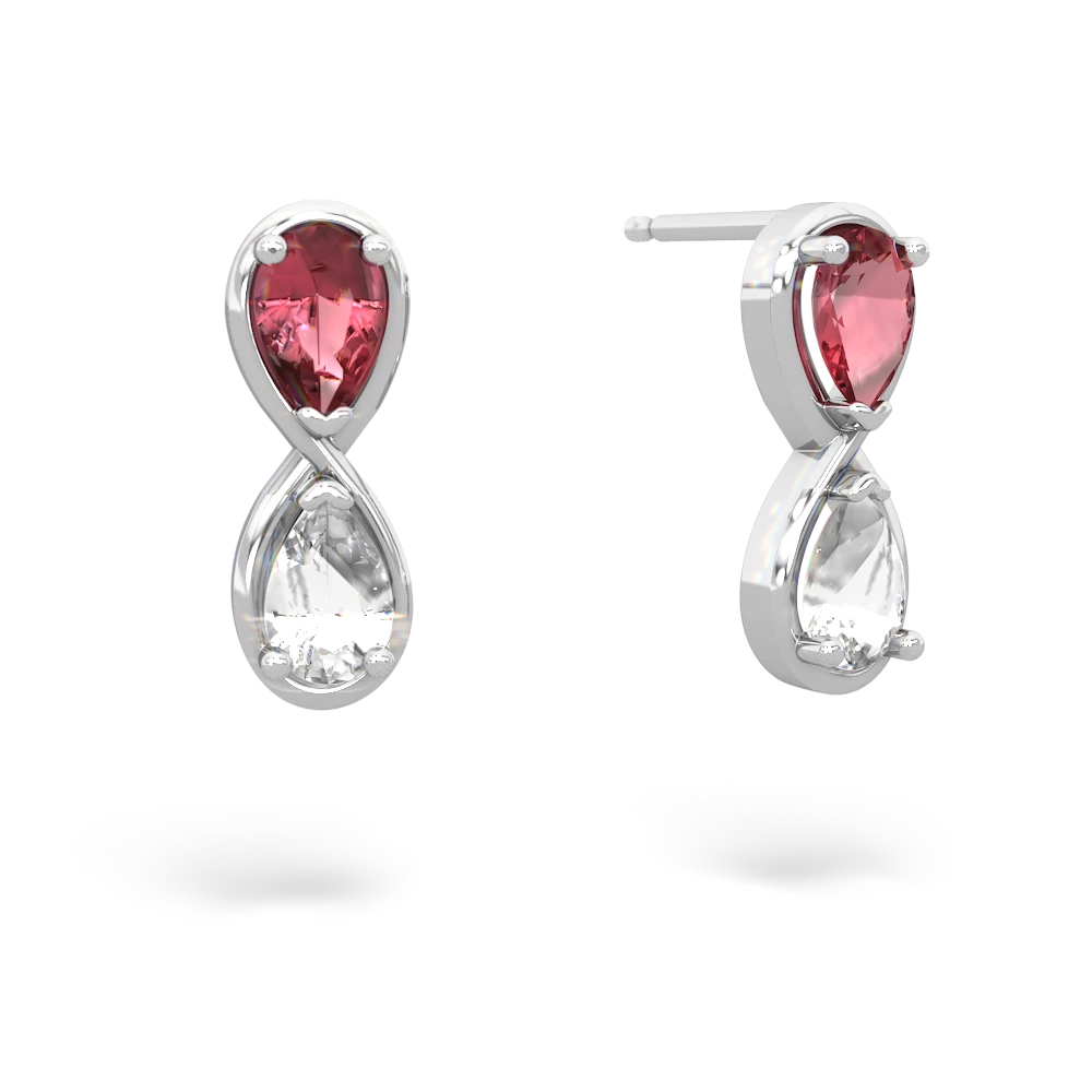 Pink Tourmaline Infinity 14K White Gold earrings E5050