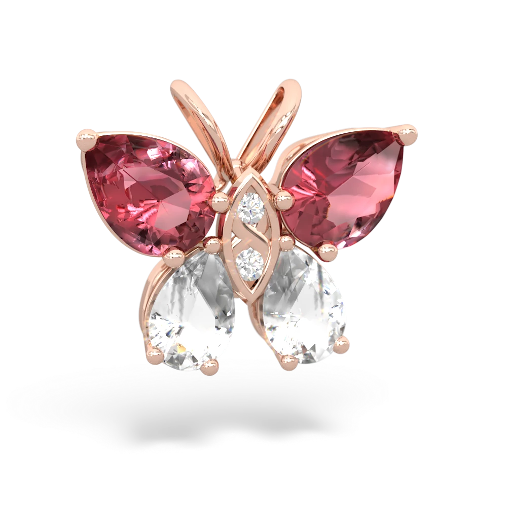 Pink Tourmaline Butterfly 14K Rose Gold pendant P2215