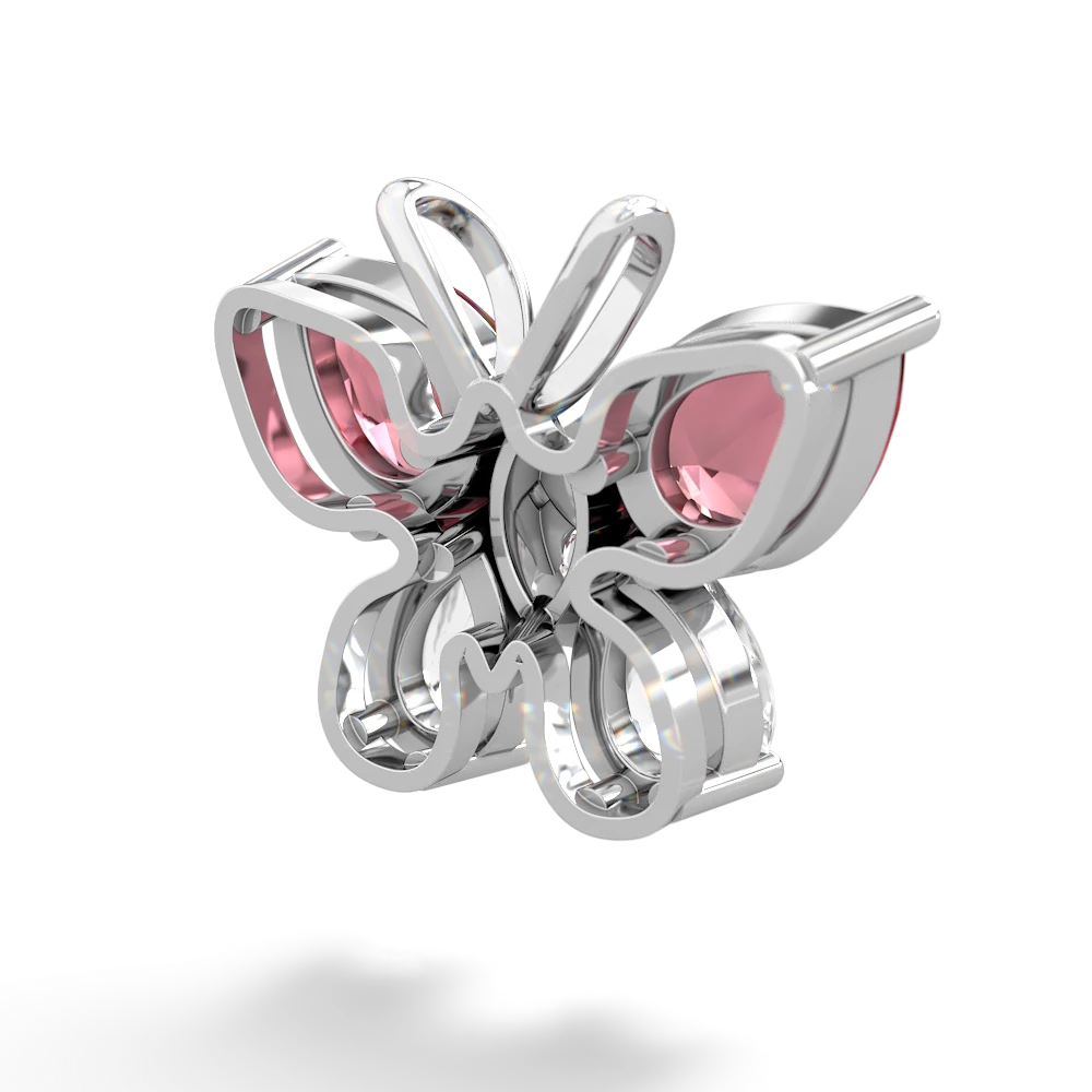 Pink Tourmaline Butterfly 14K White Gold pendant P2215