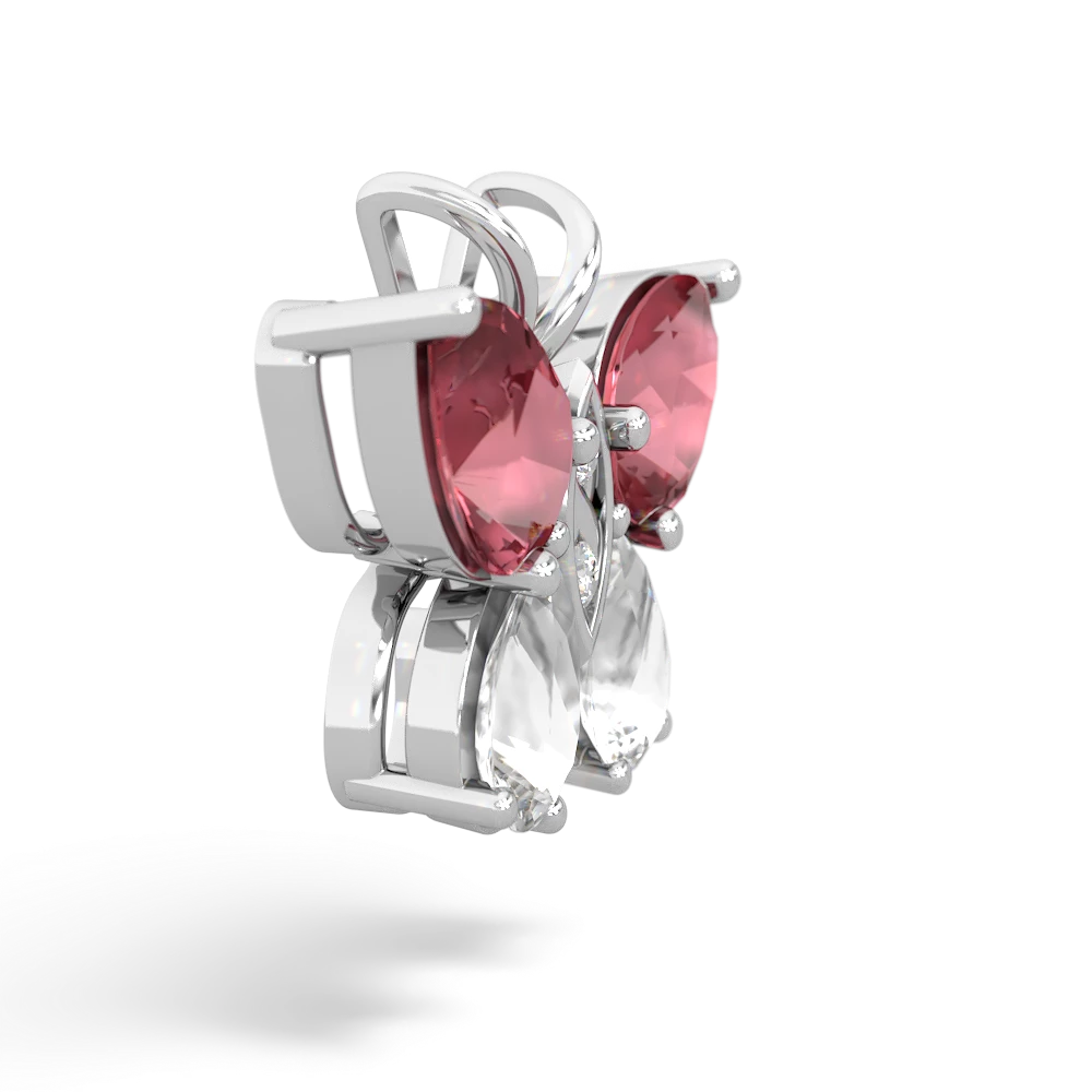 Pink Tourmaline Butterfly 14K White Gold pendant P2215