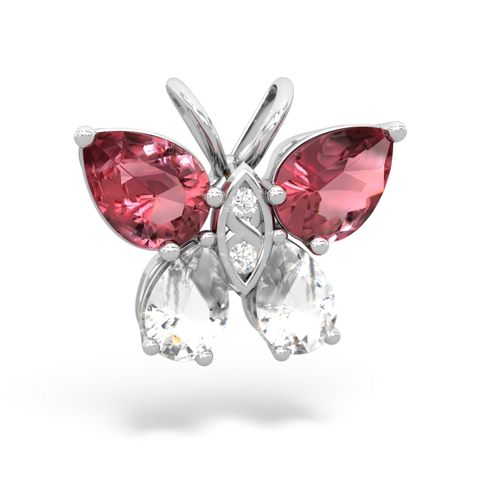 Pink Tourmaline Butterfly 14K White Gold pendant P2215