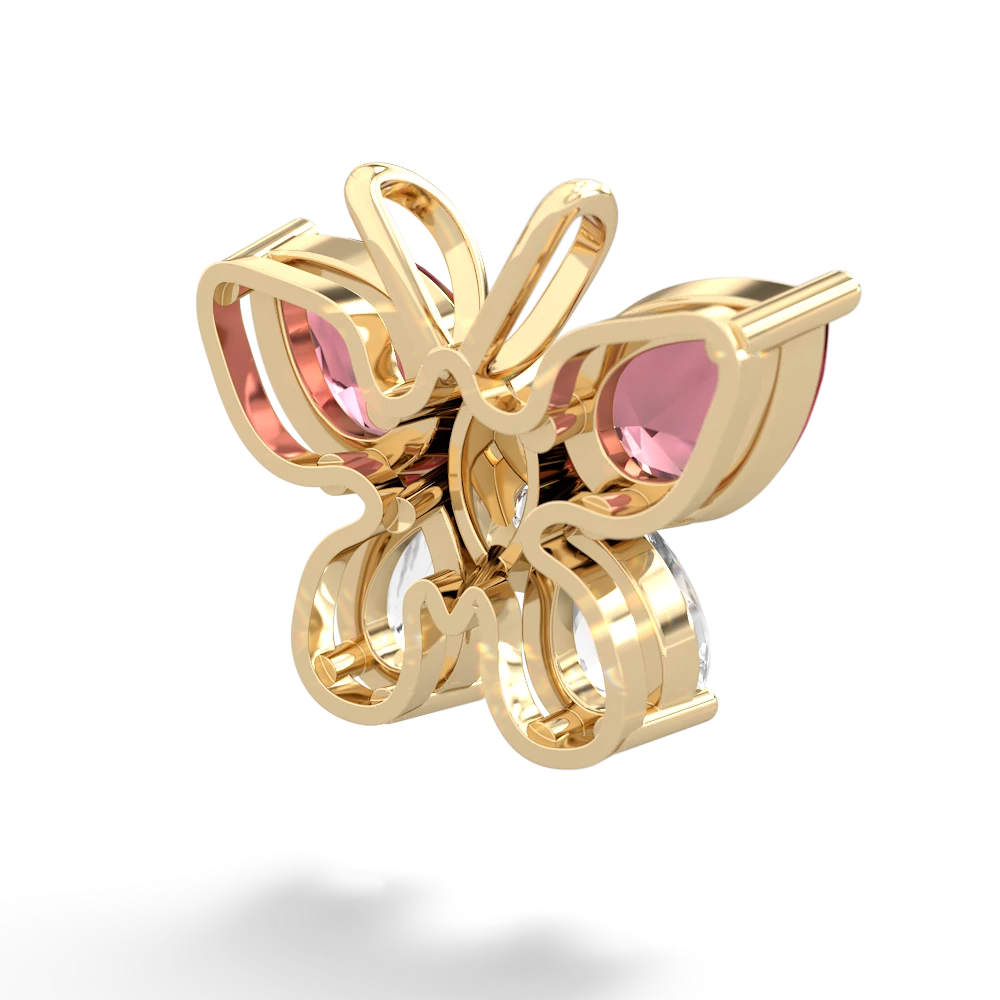 Pink Tourmaline Butterfly 14K Yellow Gold pendant P2215