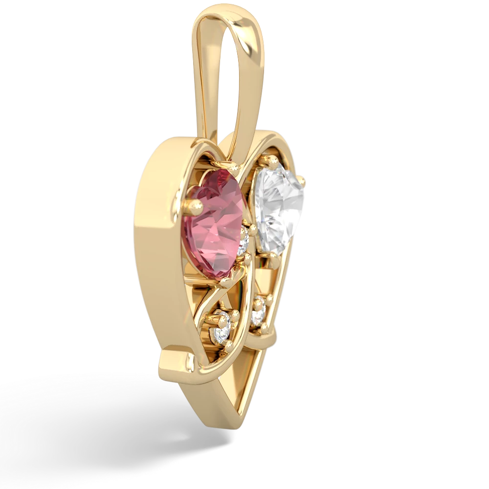 Pink Tourmaline Celtic Trinity Heart 14K Yellow Gold pendant P5331