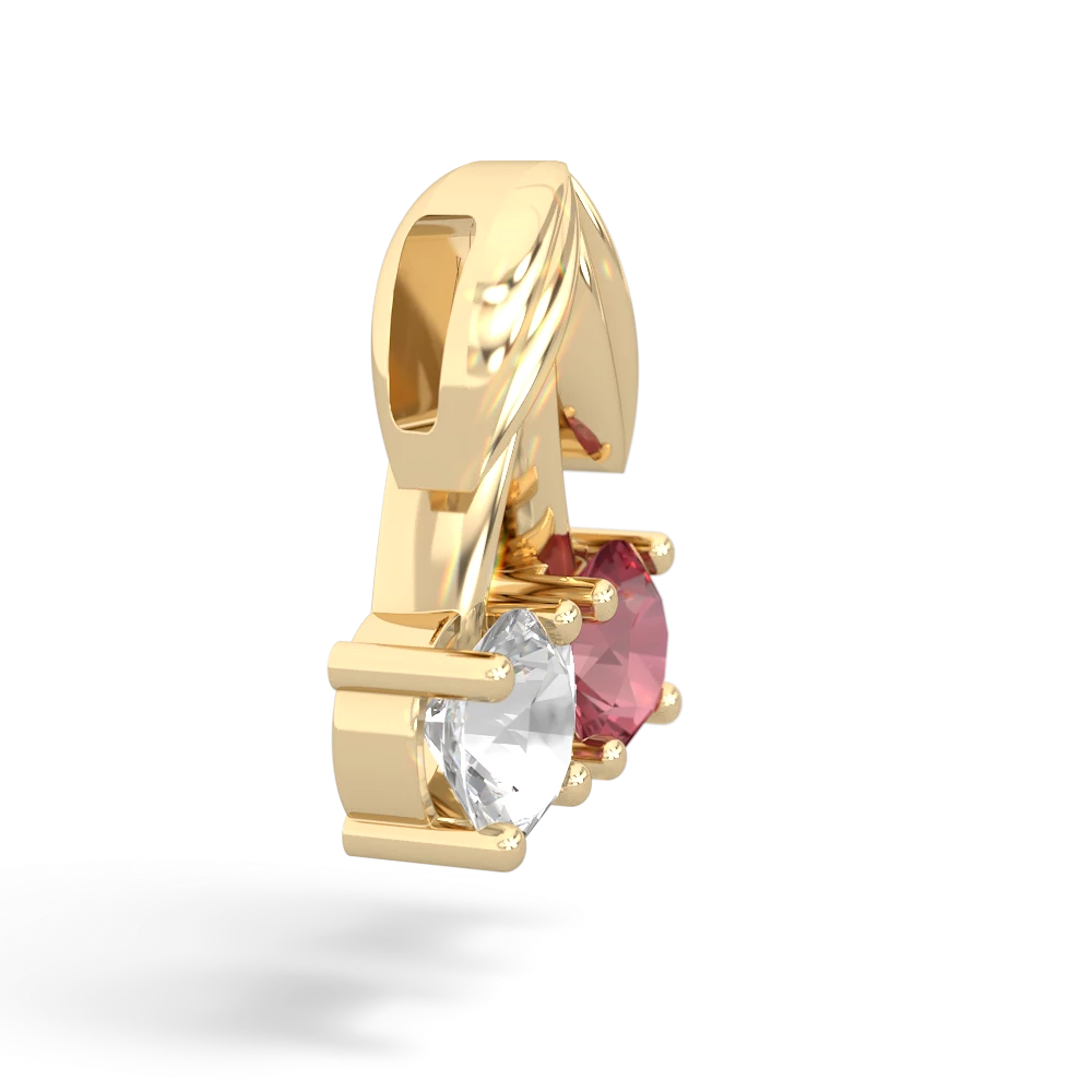 Pink Tourmaline Sweet Cherries 14K Yellow Gold pendant P7001