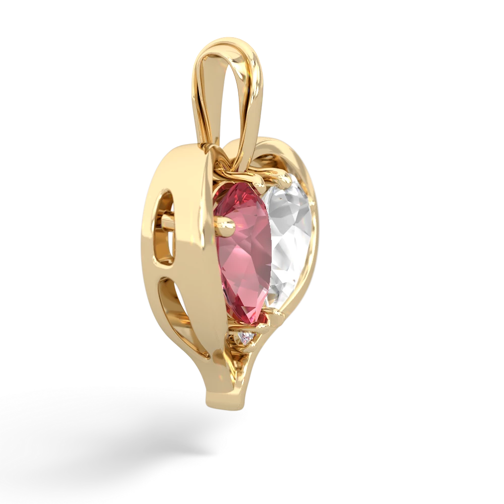 Pink Tourmaline Two Become One 14K Yellow Gold pendant P5330