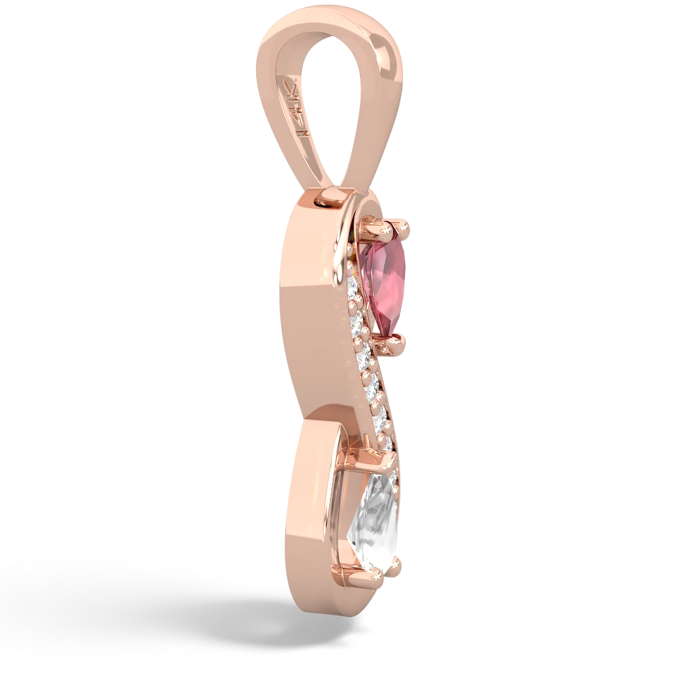 Pink Tourmaline Diamond Infinity 14K Rose Gold pendant P5390