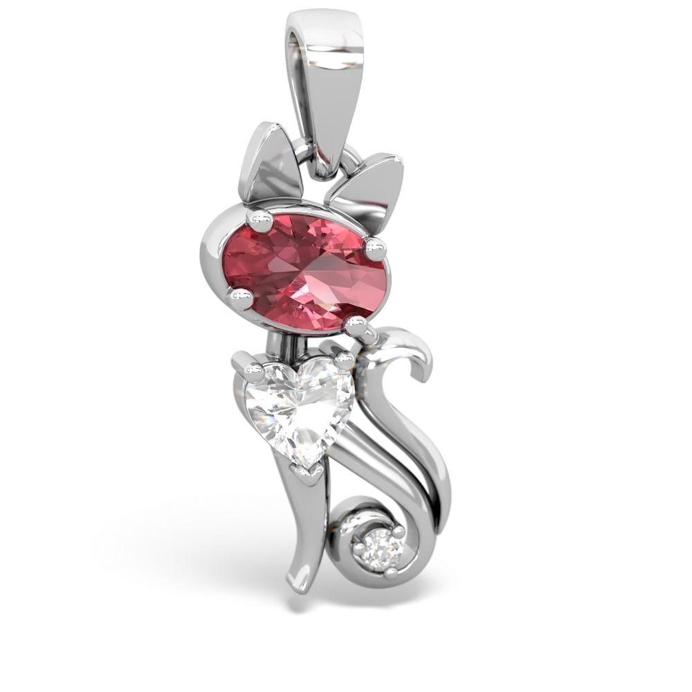 Pink Tourmaline Kitten 14K White Gold pendant P5780