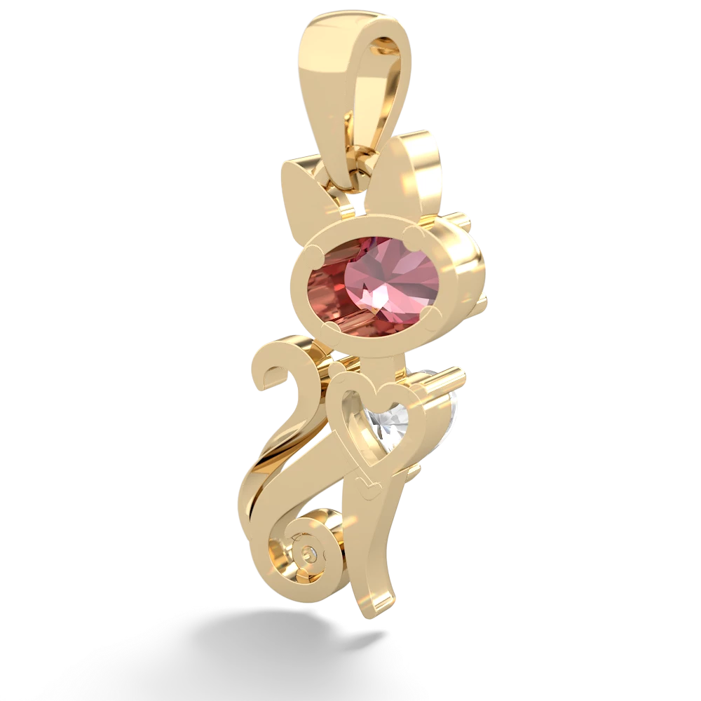 Pink Tourmaline Kitten 14K Yellow Gold pendant P5780