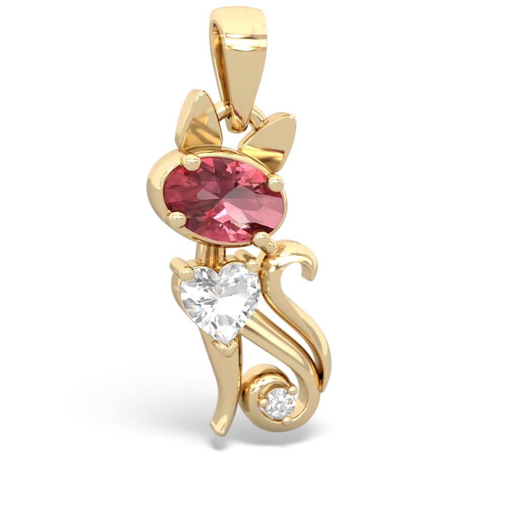 Pink Tourmaline Kitten 14K Yellow Gold pendant P5780