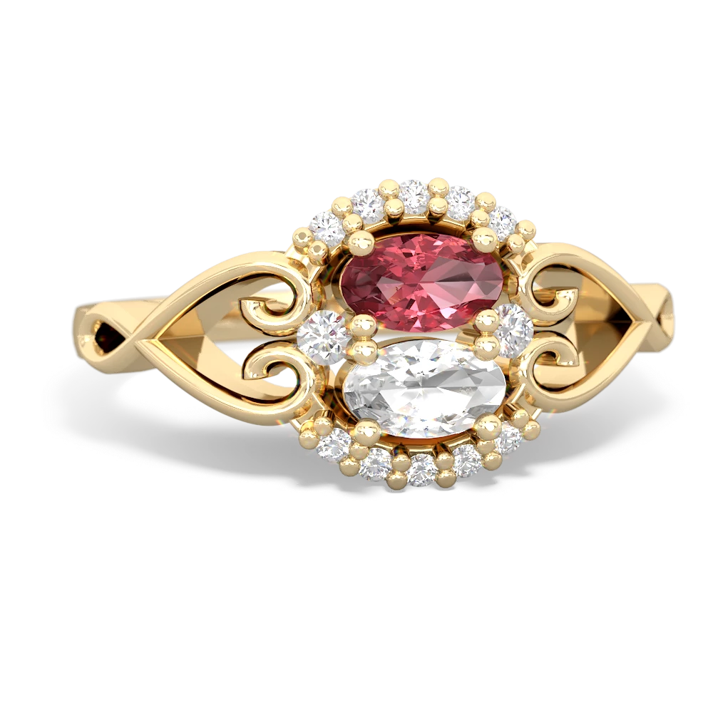 Pink Tourmaline Love Nest 14K Yellow Gold ring R5860