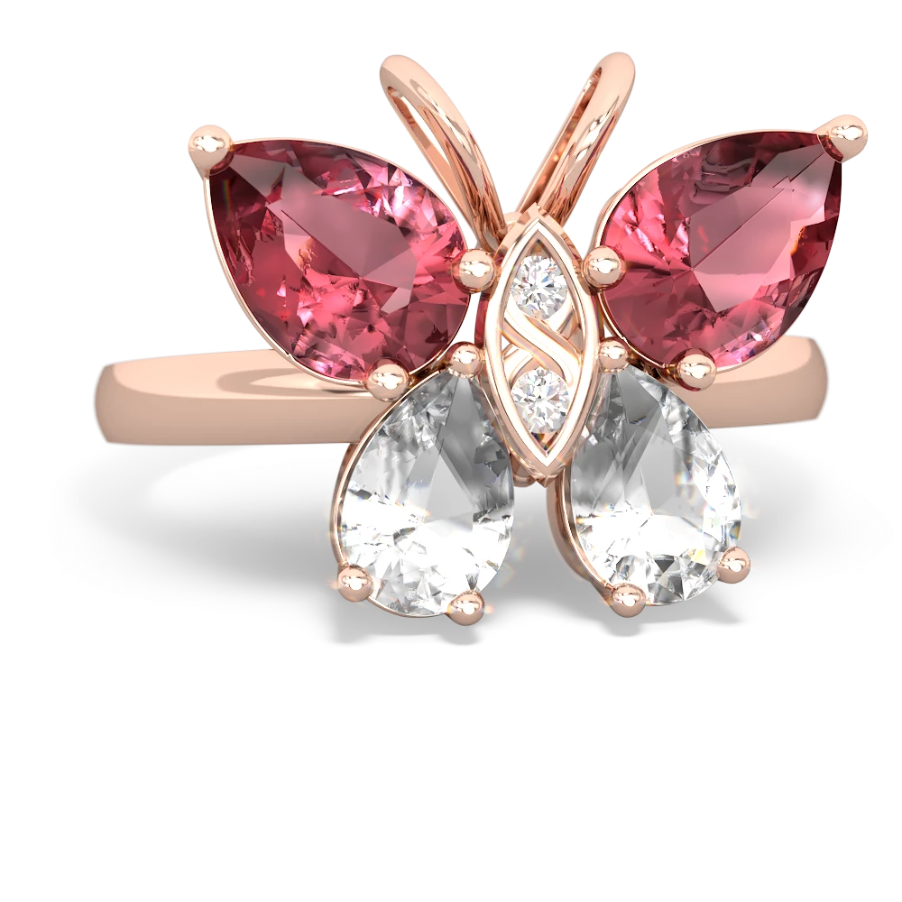 Pink Tourmaline Butterfly 14K Rose Gold ring R2215