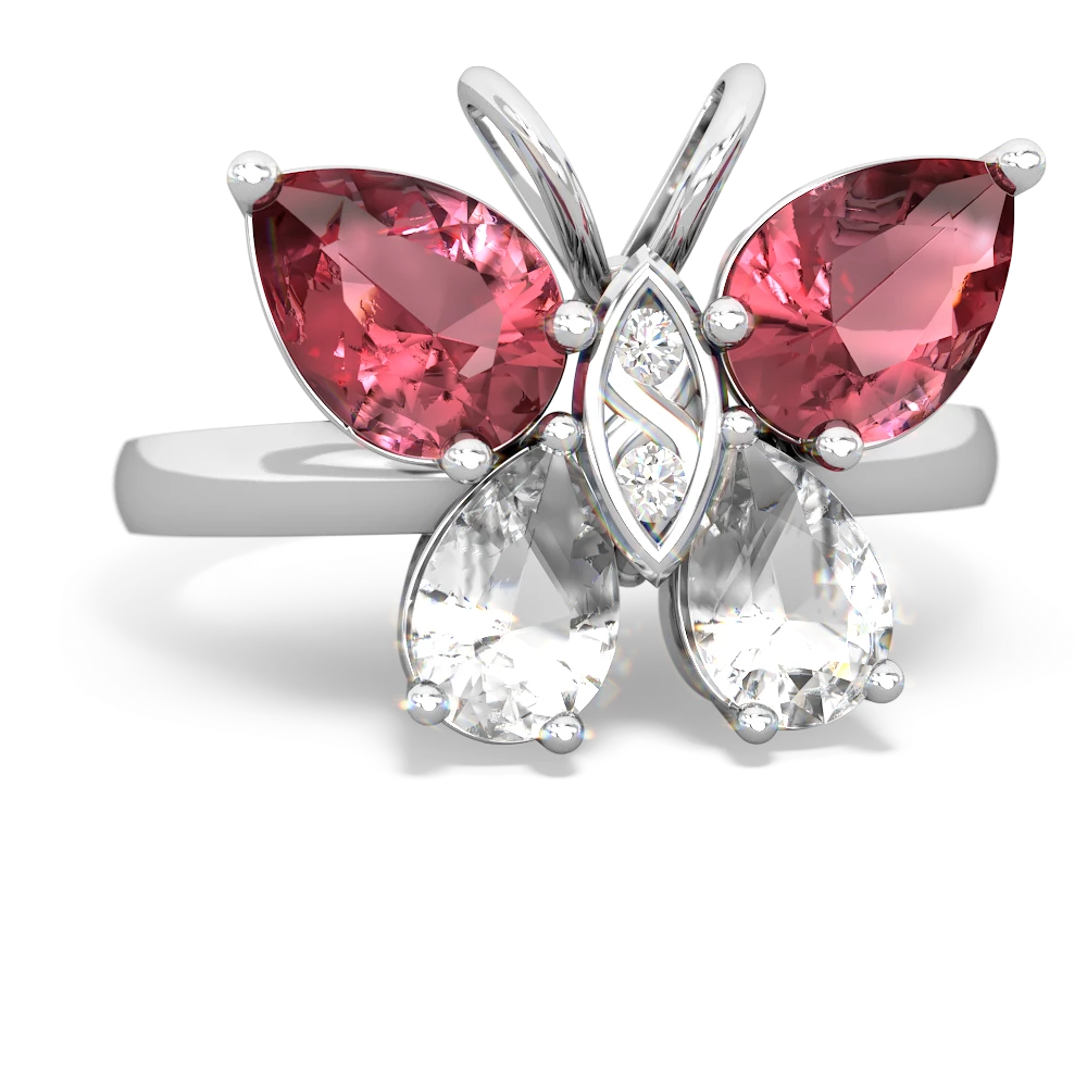 Pink Tourmaline Butterfly 14K White Gold ring R2215