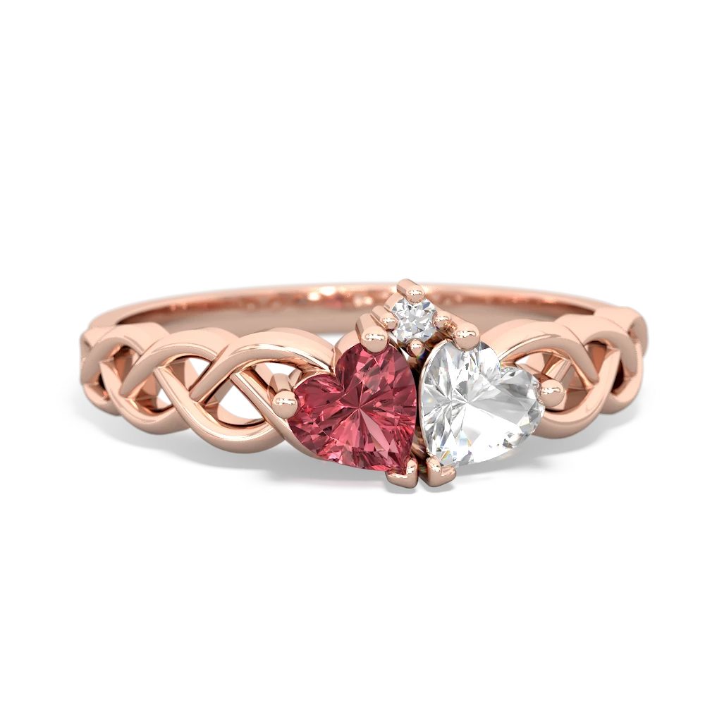 Pink Tourmaline Heart To Heart Braid 14K Rose Gold ring R5870