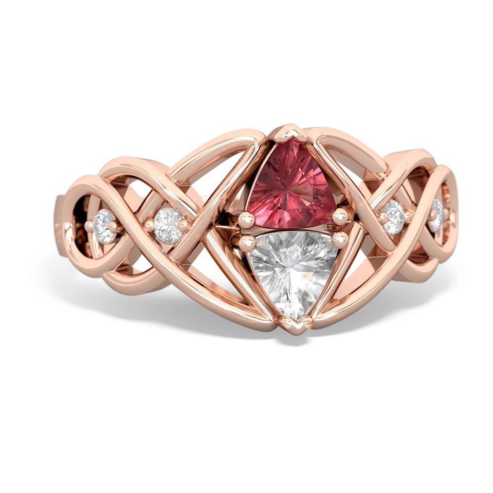 Pink Tourmaline Keepsake Celtic Knot 14K Rose Gold ring R5300