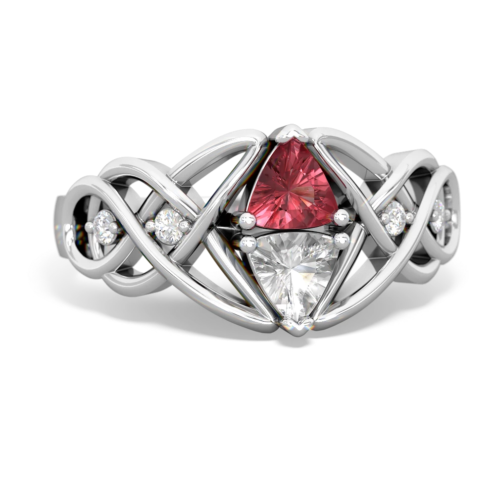 Pink Tourmaline Keepsake Celtic Knot 14K White Gold ring R5300