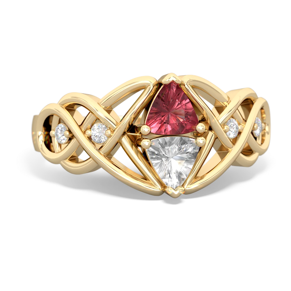 Pink Tourmaline Keepsake Celtic Knot 14K Yellow Gold ring R5300