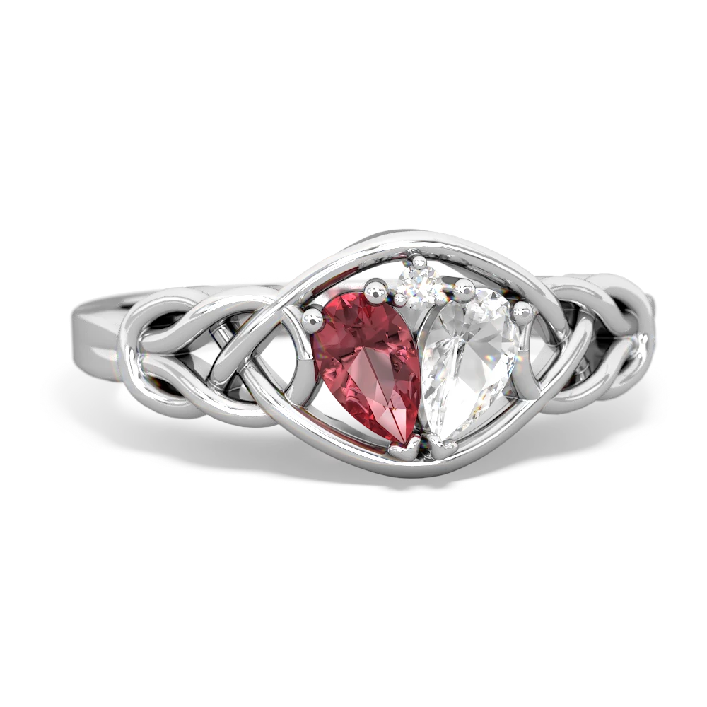 Pink Tourmaline Celtic Love Knot 14K White Gold ring R5420