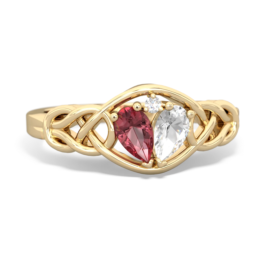 Pink Tourmaline Celtic Love Knot 14K Yellow Gold ring R5420