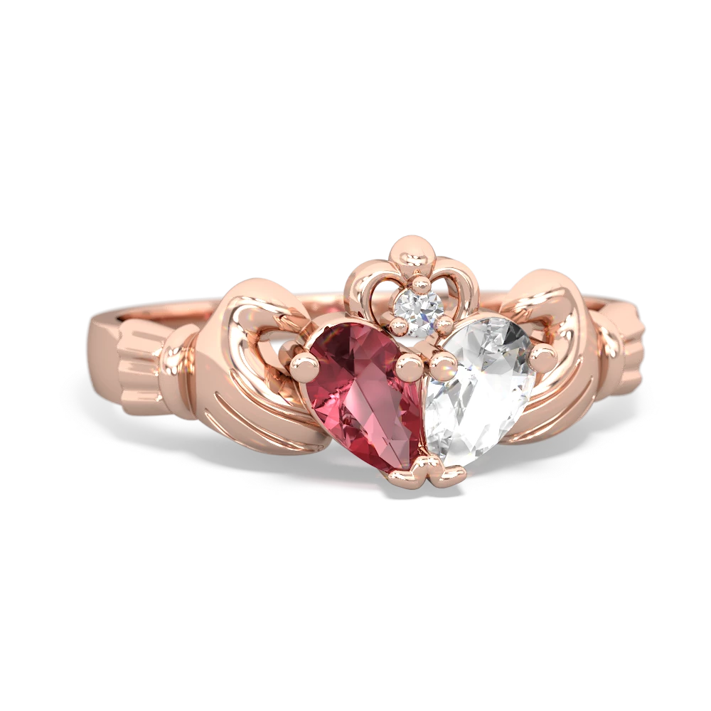 Pink Tourmaline 'Our Heart' Claddagh 14K Rose Gold ring R2388