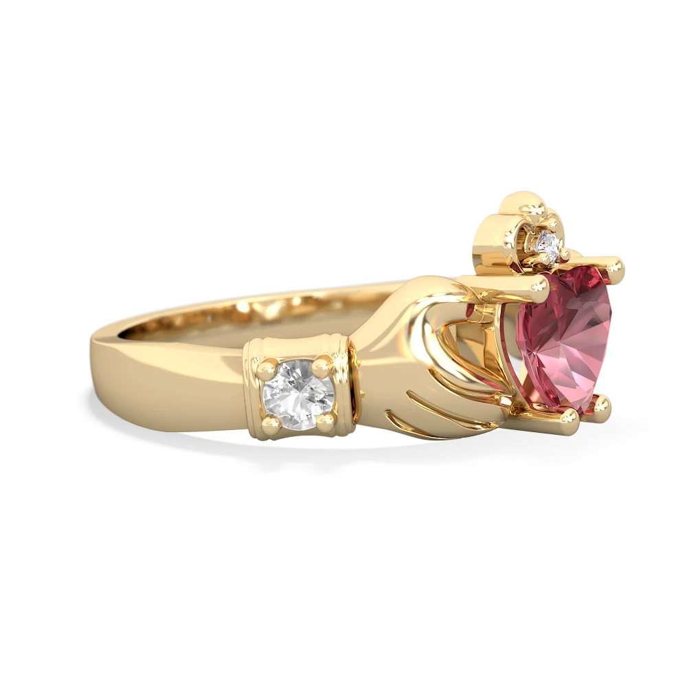 Pink Tourmaline Claddagh Keepsake 14K Yellow Gold ring R5245