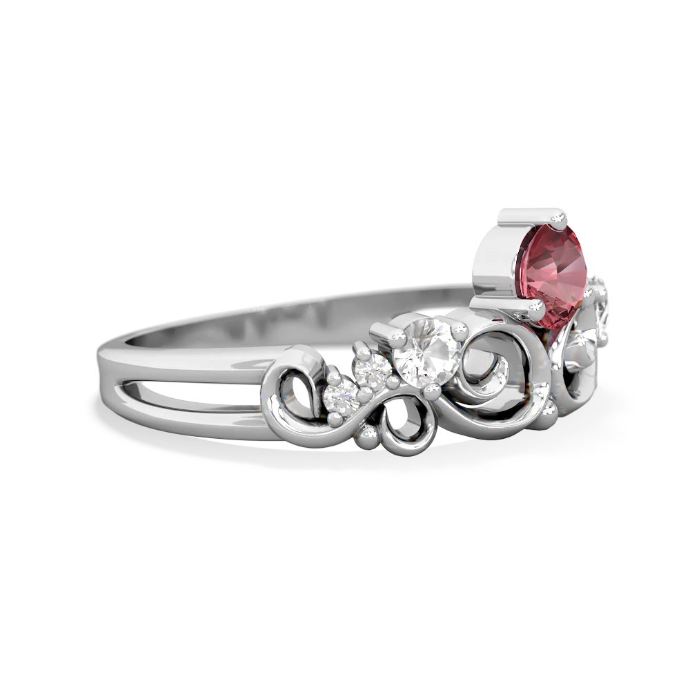 Pink Tourmaline Crown Keepsake 14K White Gold ring R5740