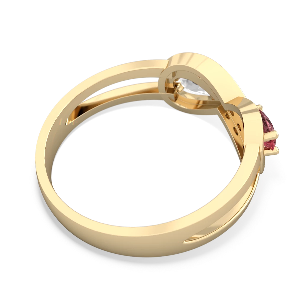 Pink Tourmaline Diamond Infinity 14K Yellow Gold ring R5390