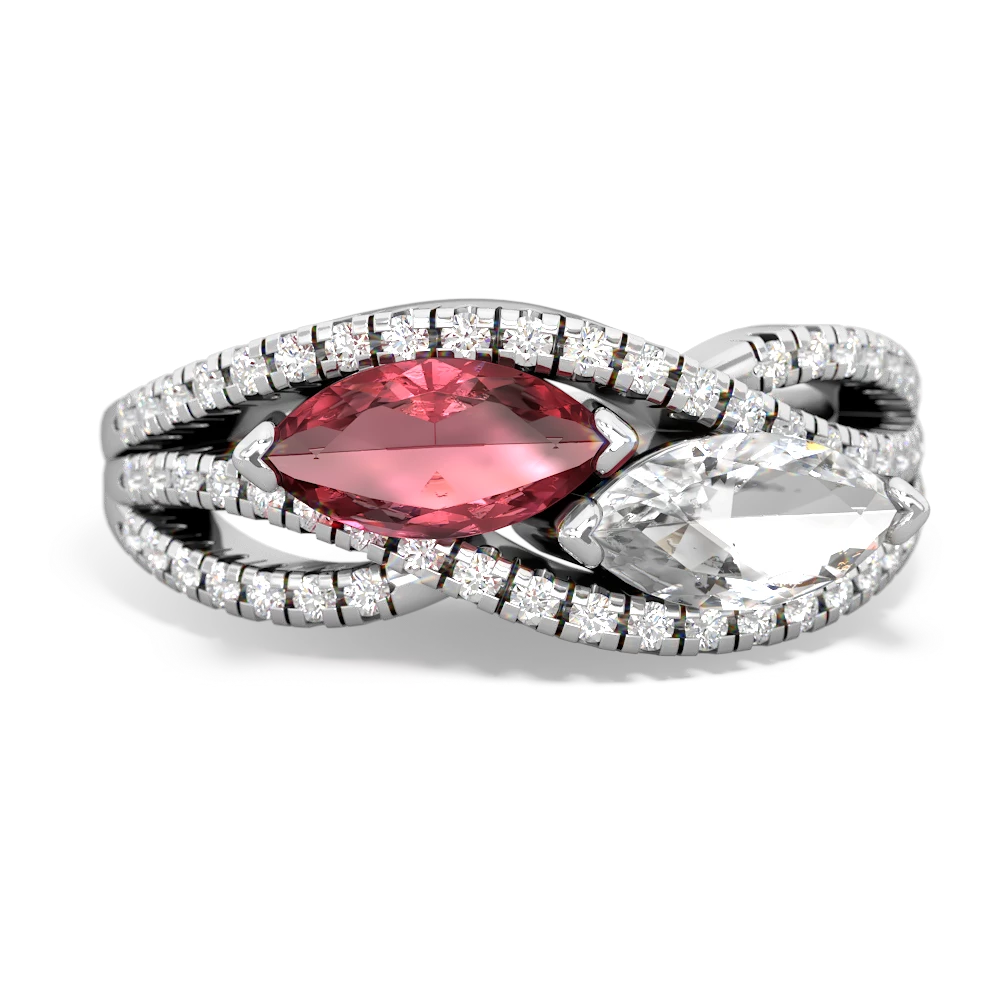 Pink Tourmaline Diamond Rivers 14K White Gold ring R3070