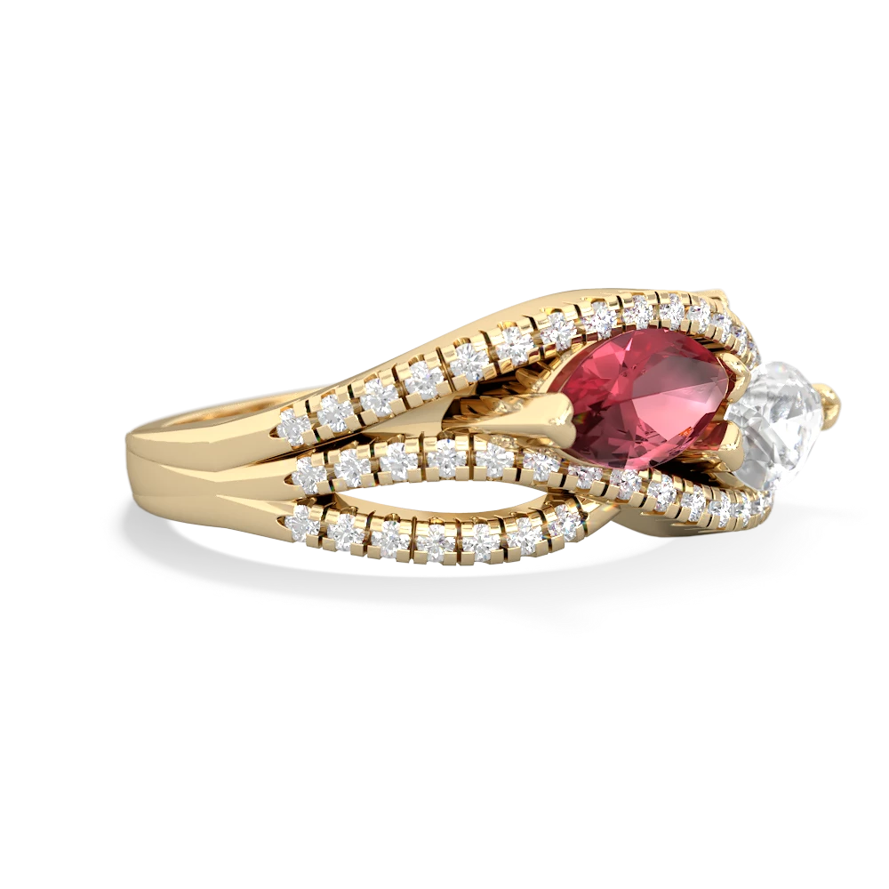 Pink Tourmaline Diamond Rivers 14K Yellow Gold ring R3070