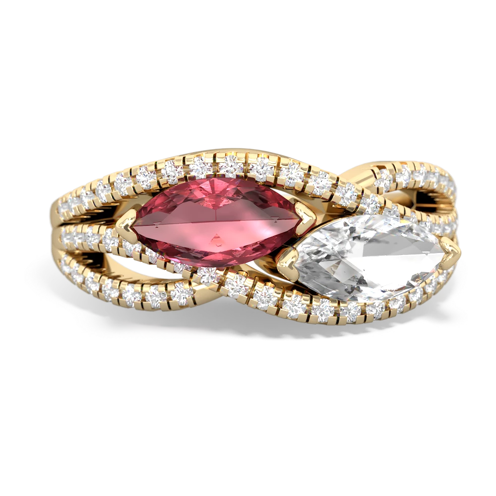 Pink Tourmaline Diamond Rivers 14K Yellow Gold ring R3070