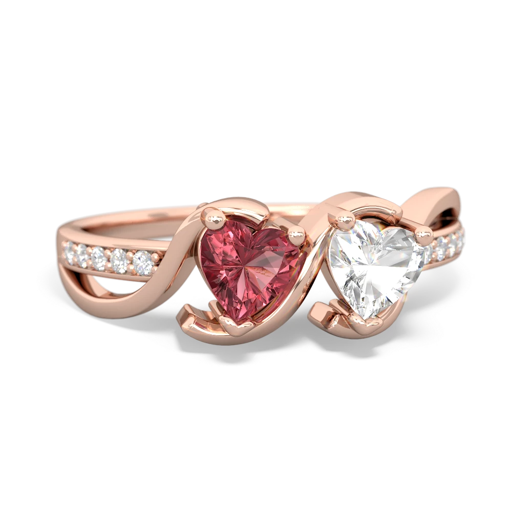 Pink Tourmaline Side By Side 14K Rose Gold ring R3090